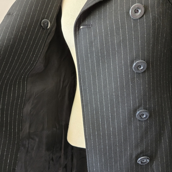 VIOLA Per Donna Black and Brown Pinstripe Midi Dress Coat. Size 36/ Small - Picture 8 of 14